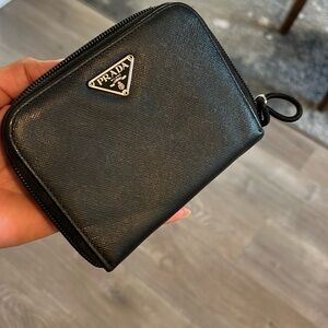 Prada compact black wallet
